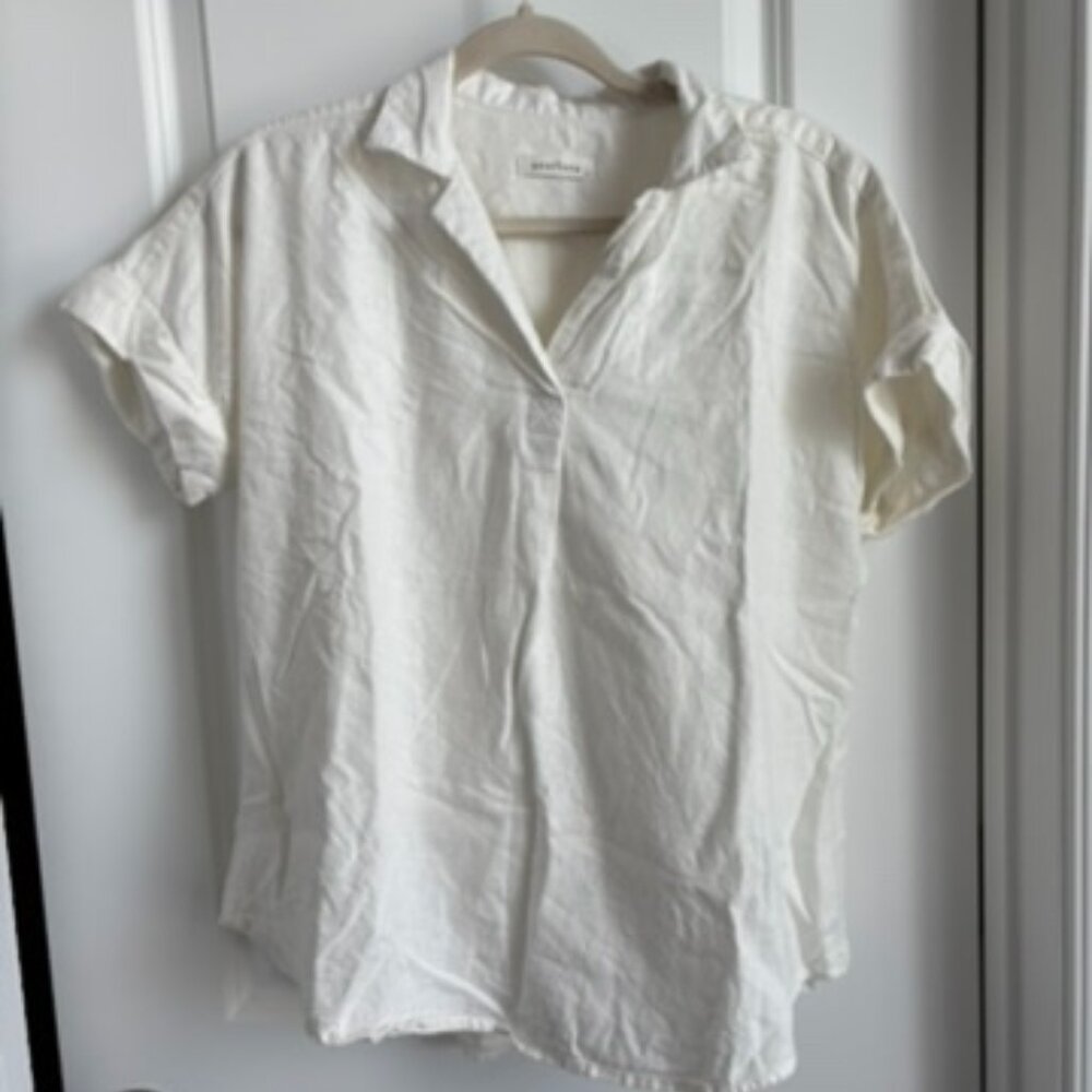 White v neck collared shirt